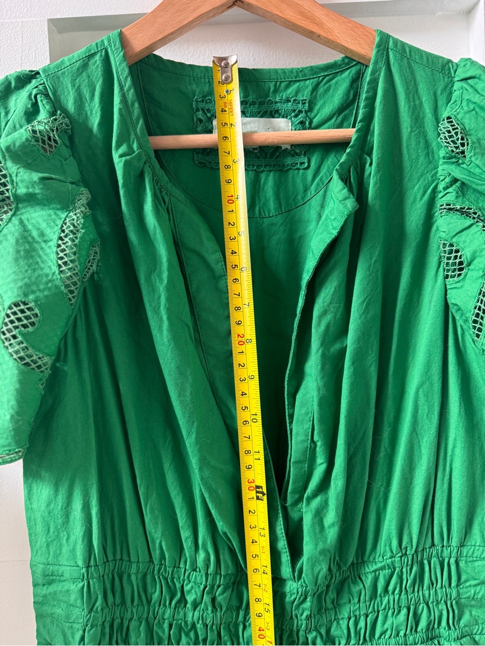 Anthropologie Maeve The Somerset Maxi Dress Eyelet Kelly Green, S/M - Picture 8 of 14
